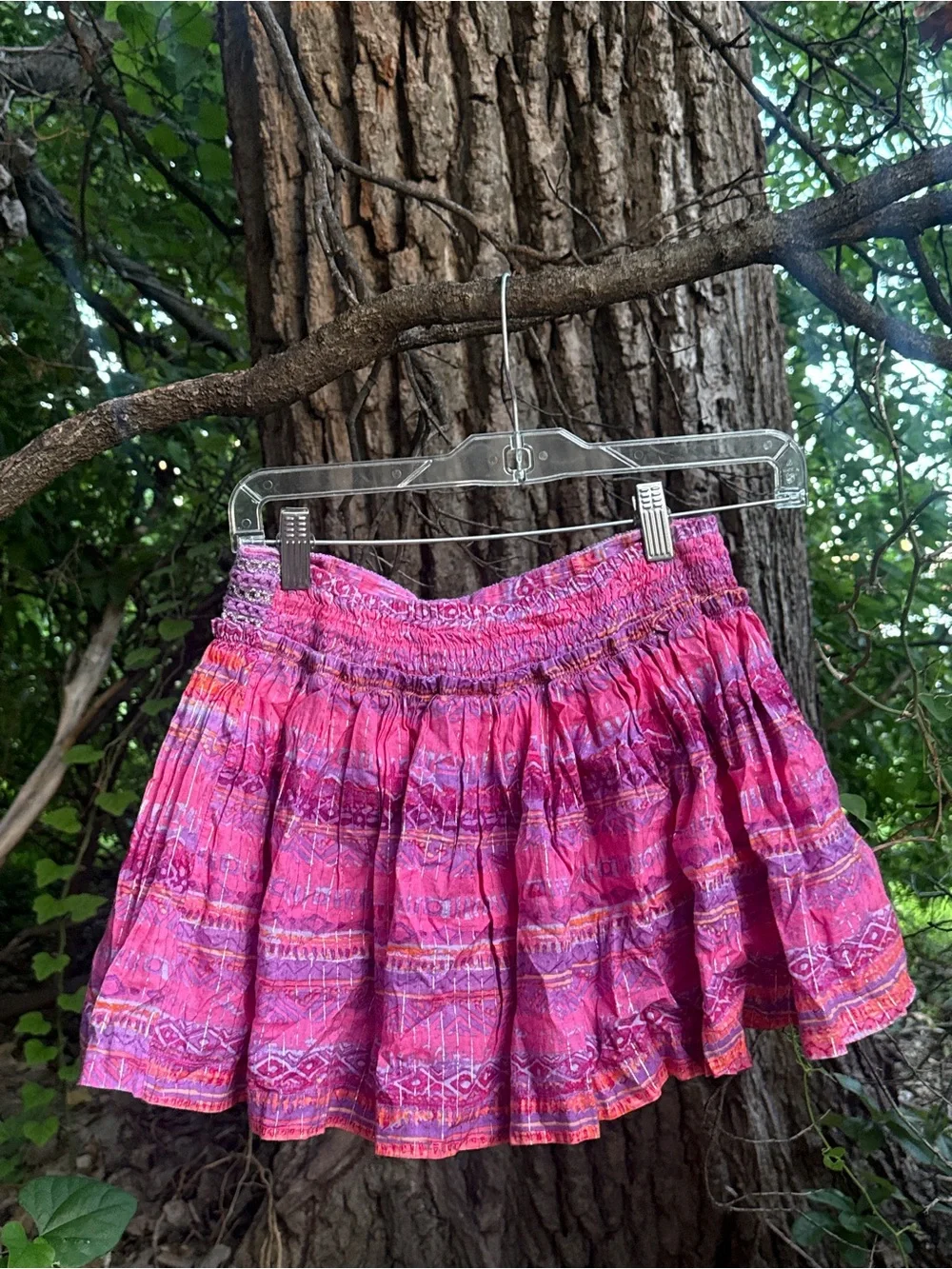 Justice Pink and Purple Sparkle Smocked Tiered Skirt